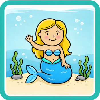 mermaid under the sea smiling and waving